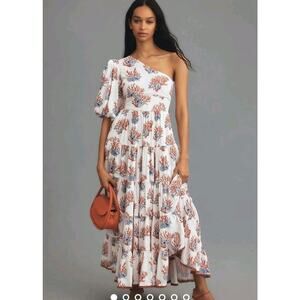 Anthropologie Priya Israni Puff One-Shoulder Maxi Dress Size Medium